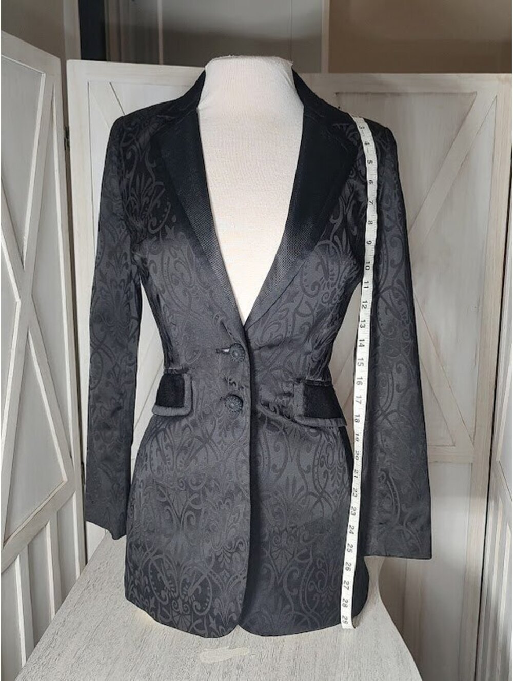 Bisou Bisou Women's Black Jacquard Blazer Jacket Size XS